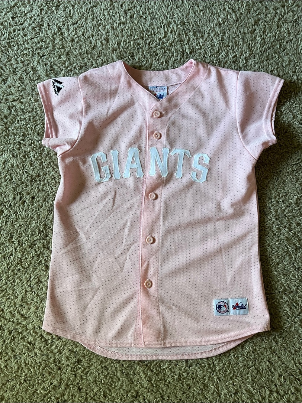 San Francisco Giants Vintage Majestic Pink Button Up Jersey Shirt Women’s M